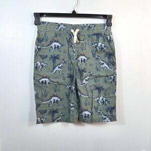 Childrens Place Boys Olive Green Dinosaur Print Pull On Woven Jogger Shorts 16